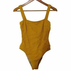 Zulu and Zephyr yellow square neck one piece swimsuit